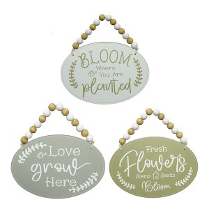 VIP Wood 9 in. Multicolor Oval Garden Signs with Beads Set of 3 - 1 of 2