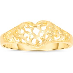 10k Yellow Gold 7mm Openwork Heart Filigree Ring - 1 of 4
