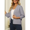 Women's 3/4 Sleeve Cropped Cardigan Knit Sweaters Lightweight Open Front Shrug - 4 of 4