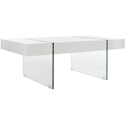 Jacob White Rectangular Glass Leg Modern Coffee Table