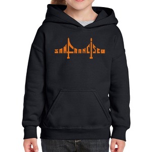 LA Pop Art Girl's Word Art Hooded Sweatshirt - San Francisco Bridge - 1 of 4