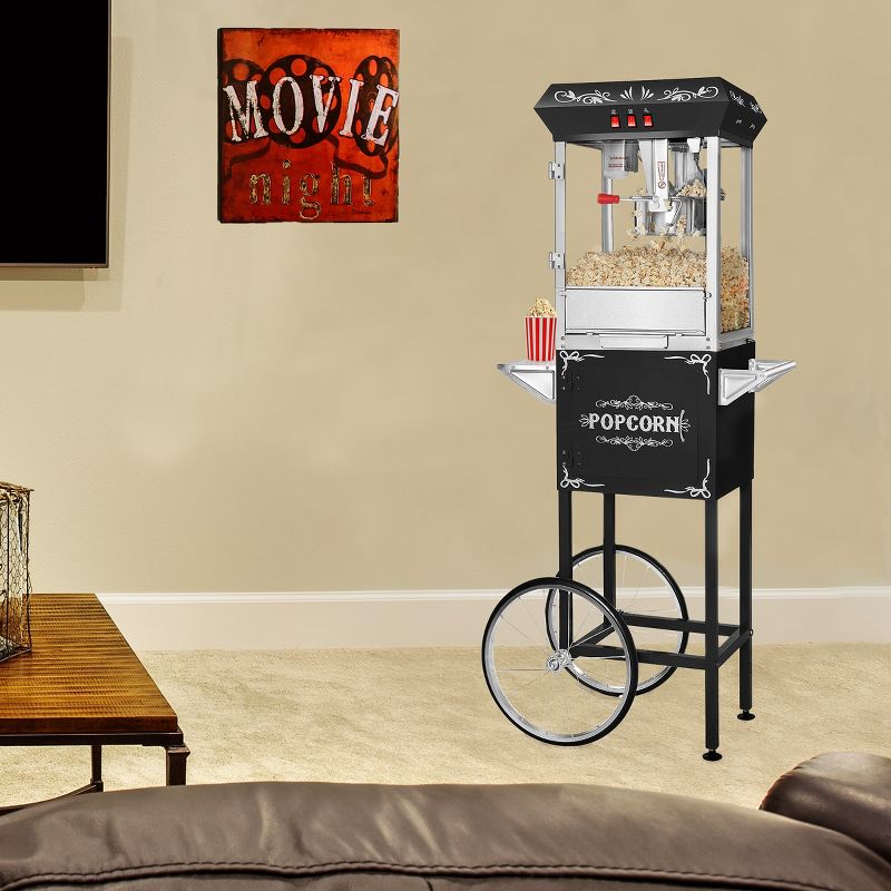 Great Northern Popcorn 8 oz. Electric Countrertop Classic Style Popcorn Machine and Cart - Black, 4 of 5