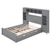 Full Size Wooden Bed With All-in-One Cabinet Shelf and Sockets  Twin Size Trundle  Gray - 4 of 4