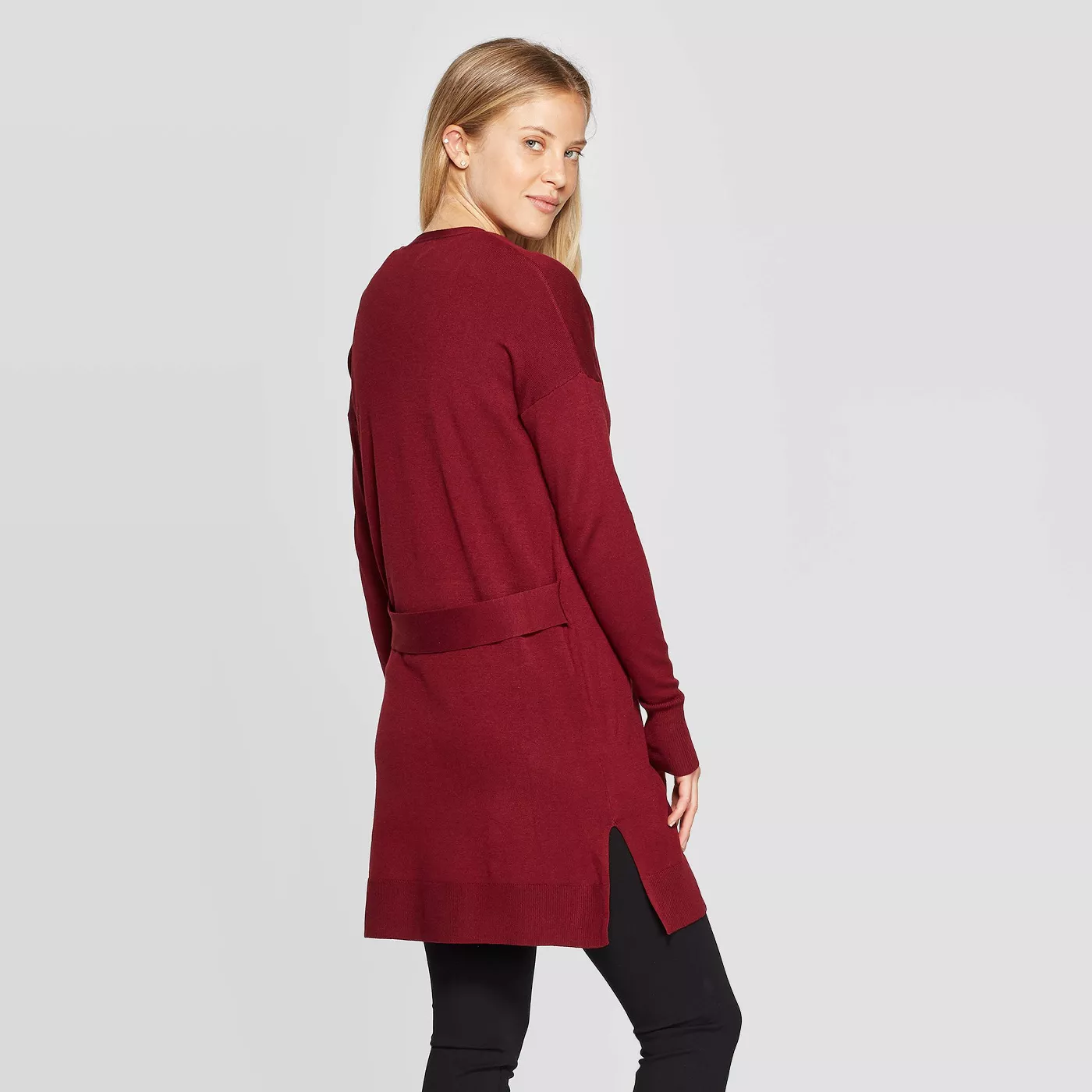 Women's Long Sleeve Back Belt Open Cardigan Sweater - A New Day™ - image 2 of 9