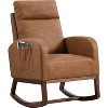Nursery Glider Rocker Chair, Modern Upholstered Rocking Chair with High Back, Teddy Fabric Accent Chair for Living Room, Bedroom, Nursery - 3 of 4