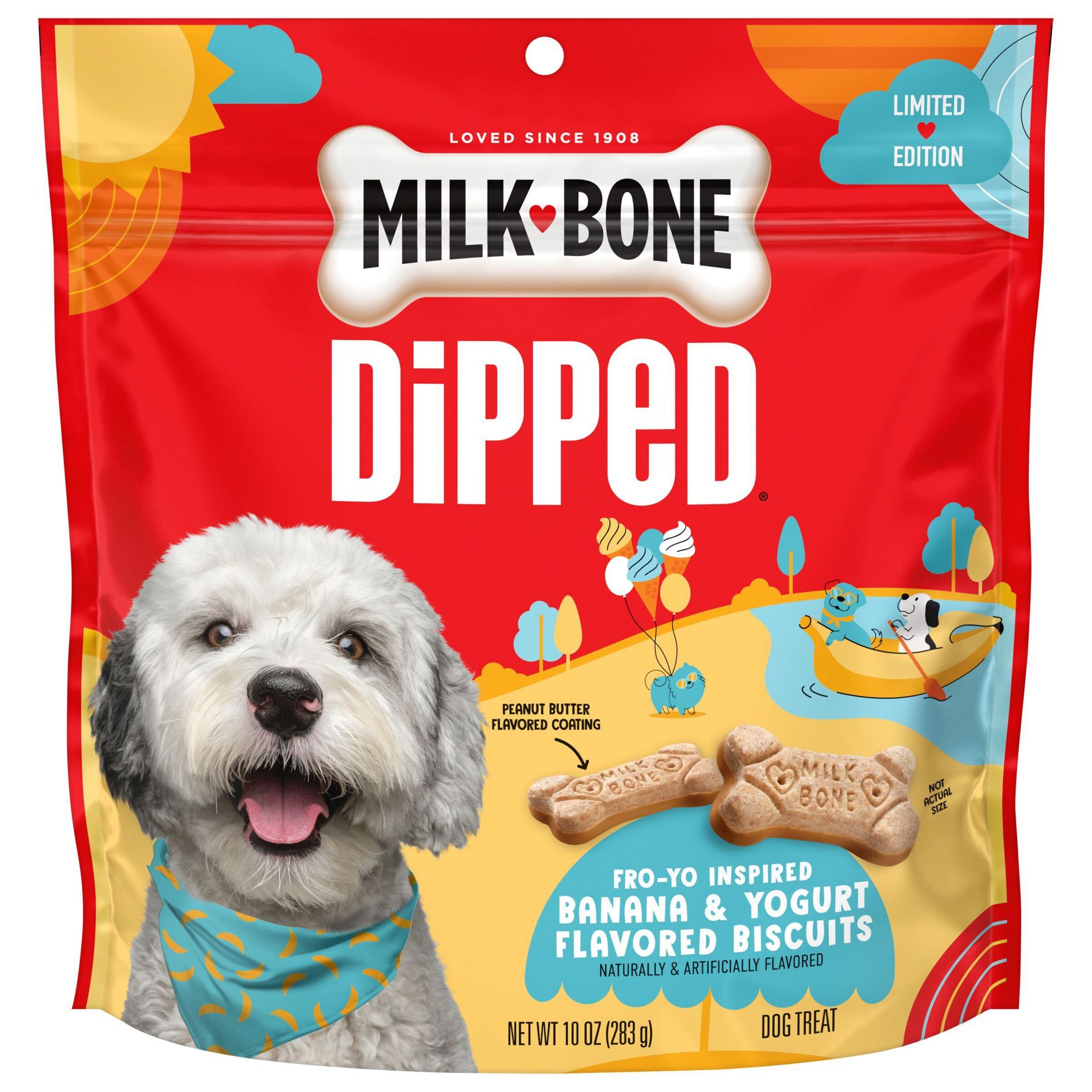 Milk-Bone Dipped Summer Dog Treat Biscuit with Banana & Peanut Butter Flavor - 10oz