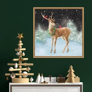Amanti Art 22"x22" Woodland Celebration III Black by Danhui Nai Framed Canvas Wall Art Print - 1 of 4