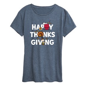 Women's - Peanuts - Happy Thanksgiving Icons Short Sleeve Graphic T-Shirt - 1 of 4