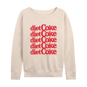 Women's - Diet Coke - Red Logo Stacked Lightweight French Terry Wide Neck Long Sleeve Shirt - 1 of 4