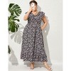 Womens Plus Size Casual Sleeveless Maxi Dress Ruffle Sleeve A Line Swing Summer Maxi Dress with Pockets - 3 of 4