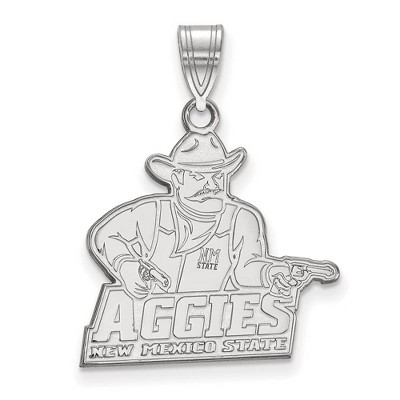 Black Bow Jewelry 10k White Gold New Mexico State Aggies NCAA Large Pendant