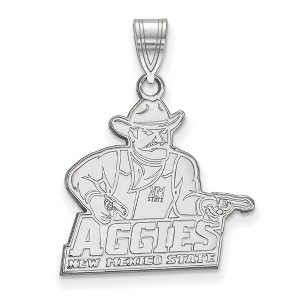 Black Bow Jewelry 10k White Gold New Mexico State Aggies NCAA Large Pendant - 1 of 3