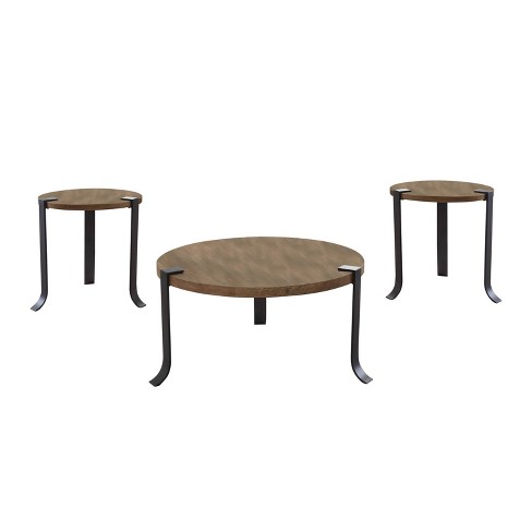 3pc Kriden Coffee Table With 2 End, White Coffee Table And End Tables Set