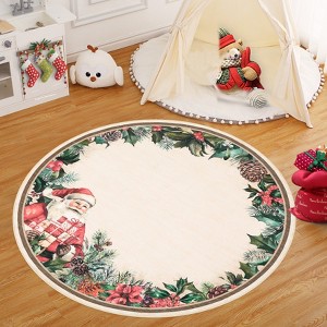 Coucheta Christmas Tree Rug Machine Washable, Indoor Rug Non-Slip Ultra Small Area Rug, Flat Low Pile Holiday Decorative Carpet Foldable - 1 of 4