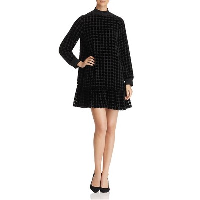Armani Womens Velvet Dot Baby Doll Dress, Black, 44