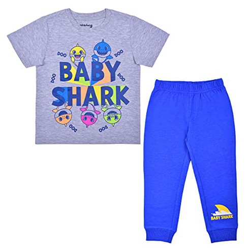 Nickelodeon Boy's Baby Shark 2 Piece Coordinates, Graphic Printed T-Shirt  and Jogger Pants Set - Light Gray, Royal Blue / Size 5T