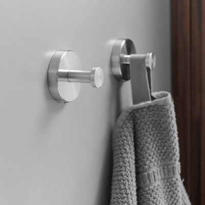 Brushed Nickel 24-Inch Metal Bath Hardware Set with Towel Ring and Hooks