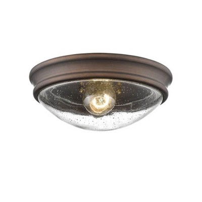Rubbed Bronze and Clear Glass 10" Flush Mount Light