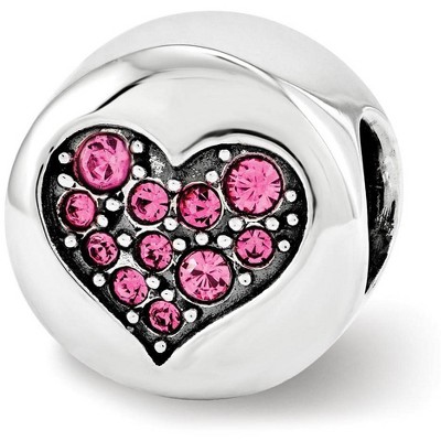 Black Bow Jewelry Sterling Silver with Pink Crystals October Heart Hope Bead Charm