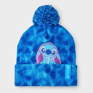 Girls' Disney Stitch Tie-Dye Pom Beanie - 1 of 3