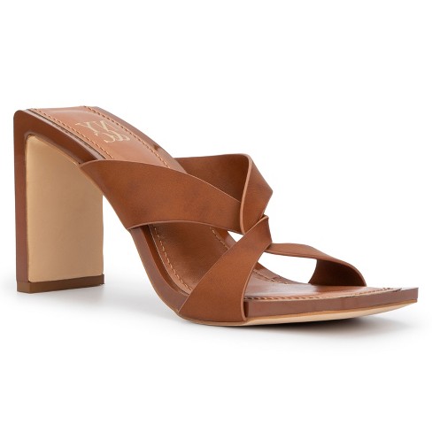 Cognac block heel sandals best sale