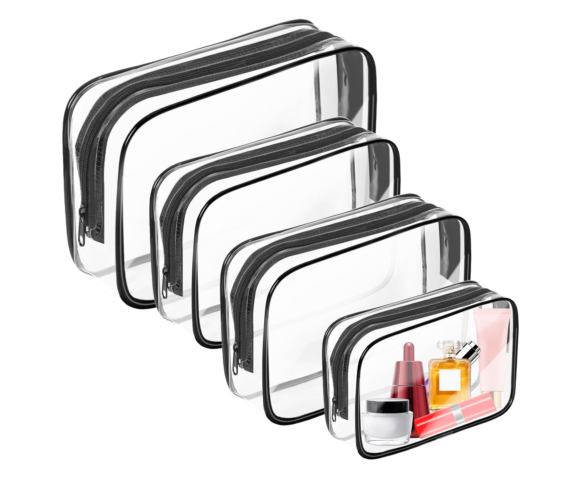Narwey Clear Makeup Bag,Portable Travel Toiletry Bags with Zipper