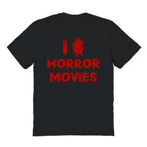 Rerun Island Men's I Heart Horror Movies Bleed Halloween Short Sleeve Graphic Cotton T-Shirt - 1 of 2