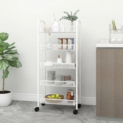 LunaLulink 5-Tier Kitchen Trolley White18.1"x10.2"x41.3" Iron