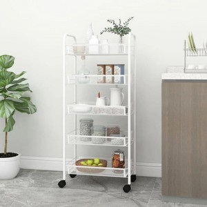 LunaLulink 5-Tier Kitchen Trolley White18.1"x10.2"x41.3" Iron - 1 of 4
