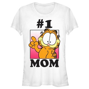Juniors Womens Garfield Mother's Day #1 Mom  T-Shirt -  - - 1 of 4