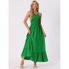 Allegra K Women's Smocked Halter Neck Backless Sleeveless Summer Maxi Dress - 3 of 4