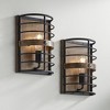 Franklin Iron Works Lexi Farmhouse Rustic Industrial Wall Light Sconces Set of 2 Oil Rubbed Bronze Hardwire 8" Fixture for Bedroom Bathroom Vanity - 2 of 4