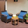 Tangkula 3PCS Patio Wicker Rattan Conversation Set Outdoor Furniture Set w/ Cushion - 2 of 4