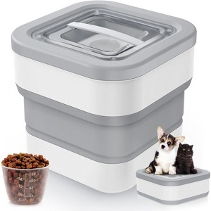 Collapsible Dog Food Storage Container, 10-14 Lbs Capacity Cat Pet Food Container with Magnetic Lid & Measuring Cup, Multi Purpose Storage Container - 1 of 4