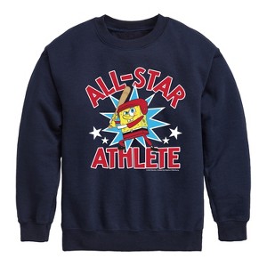 Boys' - SpongeBob SquarePants - American All Star Graphic Long Sleeve Fleece Sweatshirt - 1 of 4