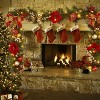 9 FT Prelit Christmas Garland with Lights, Xmas Garland with Red Gold Ball Ornaments Poinsettia Flower for Mantle Fireplace Front Door Stairs Railing - 3 of 4