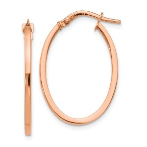 Black Bow Jewelry 1.5mm Square Tube Oval Hoop Earrings in 14k Rose Gold, 26mm (1 Inch) - 1 of 4