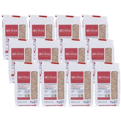 DeLallo Organic Whole Wheat Orzo - Case of 12/16 oz