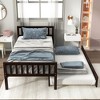 Twin Size Bed Frame with Trundle and Headboard, Wood Slats Support Sofa Bed for Guest, Platform Bed for Bedroom,No Box Spring Needed - 3 of 4