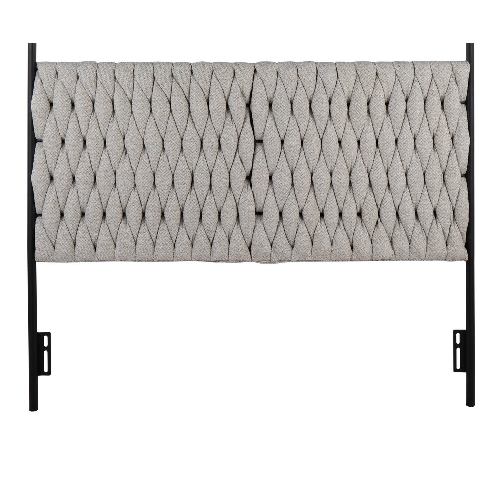 Photos - Bed Frame Queen Braided Matisse Polyester/Metal Headboard Black/Cream - LumiSource