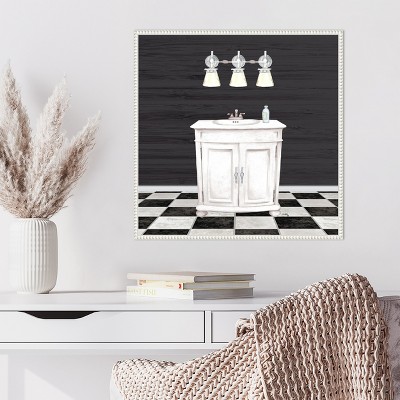Modern Bathroom I White and Black Canvas Wall Art