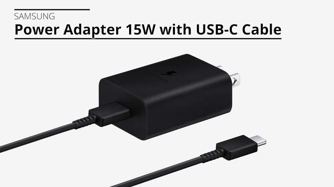 Samsung 15W Power Adapter with 3Amp USB-C to USB-C Cable - Black, 2 of 6, play video