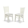 HomeStock 3-Pc Dining Room Table Set- 2 Wooden Chairs and Round Dining Table - Linen Fabric Seat and Slatted Chair Back - Linen White Finish - 4 of 4