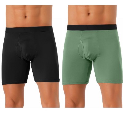 INSPIRE CHIC Men's 2 Pack Solid Color Soft Stretch Open-fly Basic Boxer Briefs