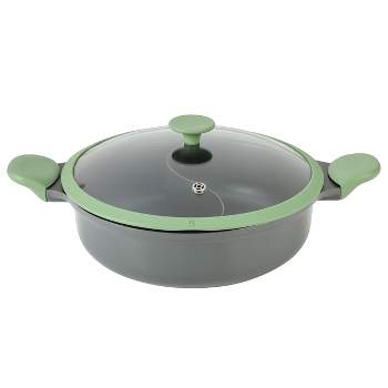 Kenmore Theodore 6.5 Quart Nonstick Cast Aluminum Divided Hot Pot Pan with Lid