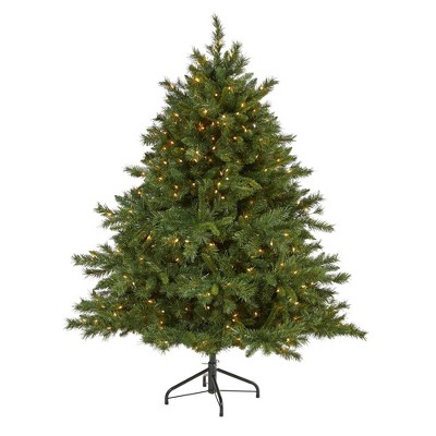 Nearly Natural 6-ft Wyoming Mixed Pine Artificial Christmas Tree with 450 Clear Lights and 1090 Bendable Branches