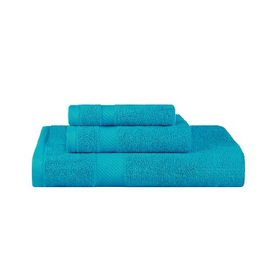 Modern Solid Classic Luxury Cotton 3 Piece Bath, Face, and Hand Towel Set by Blue Nile Mills