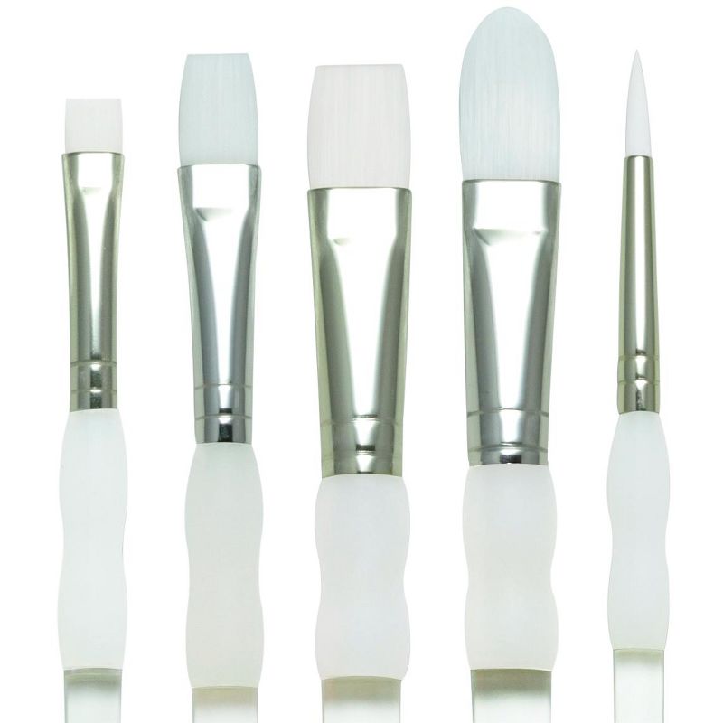 Royal & Langnickel Soft-Grip White Taklon Brushes, Assorted Sizes, Set of 5, 2 of 3