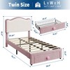 Upholstered Kids Bed Frame with Curved Headboard and Storage Drawer, Velvet Toddler Platform Bed, Strong Wood Slats, Noise-Free, No Box Spring Needed - 2 of 4