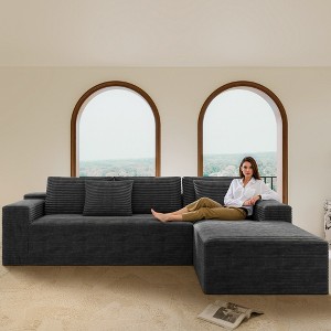 104.3'' Plush Corduroy Modular Sectional Sofa with 2PC Free Combination and Chaise, No-Assembly Design - 1 of 4